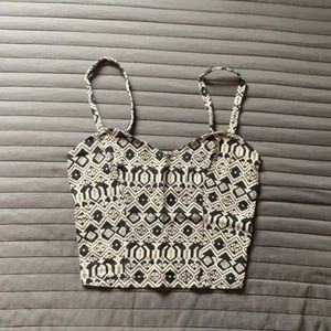 Hollister Black & Beige Print Crop Top